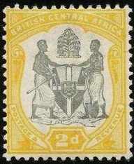 Stamp, Coat of Arms of BCA (white background), British Central Africa,  , Coats of Arms