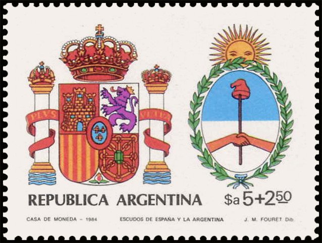 Spain 84 & Argentina 85 - Coat of arms of Spain & Argentina
