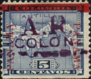 Stamp, Overprint and Bar, Panama,  , Letters (Alphabet), Maps