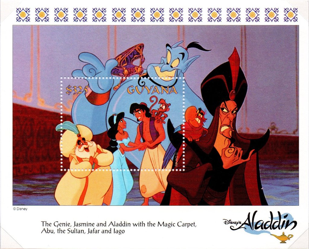 Genie, Sultan, Jasmine, Aladdin and Abu