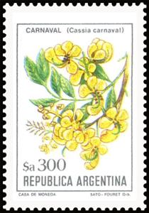 Stamp, Flor de Carnaval (Cassia carnaval), Argentina,  , Flowers, Plants (Flora)