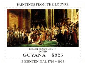 Souvenir Sheet, "The Coronation of Napoleon", Guyana,  , Paintings