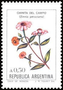 Stamp, Chinita del campo (Zinnia peruviana), Argentina,  , Flowers, Plants (Flora)