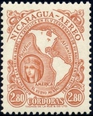 Queen Isabella and America map