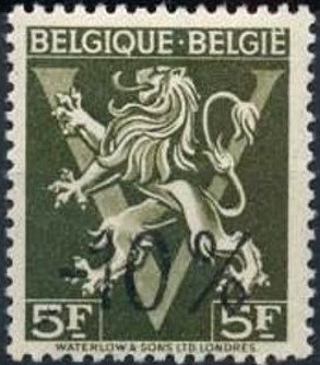 Stamp, Heraldic Lion with V - Van Acker, Belgium,  , Coats of Arms, Heraldic Animals, Liberations, Лев