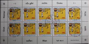 Mini Sheet, Illustration by Walter Trier to "Emil and the Detectives", Germany, Federal Republic,  , Anniversaries and Jubilees, Authors, Books, Commemoration, Famous People, Literary People (Poets and Writers), Literature