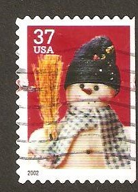 Snowman with Blue Plaid Scarf