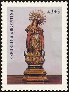 Stamp, ARBRAFEX '88" - Maria, Immaculate Conception, Argentina,  , Art, Philatelic Exhibitions, Sculptures, Statues