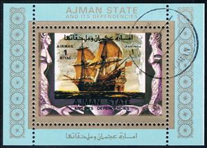 Souvenir Sheet, Sailing ship, Ajman,  , Sailing Ships, Ships