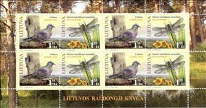 Mini Sheet, Columbia oenas, Anax parthenope, Lithuania,  , Animals (Fauna), Birds, Dragonflies