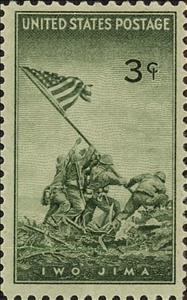 Stamp, Marines Raising Flag on Mount Suribachi, Iwo Jima Picture, United States of America,  