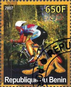 Stamp, Olympic Games - Pekin 2008, Cinderellas,  , Cartoons, Cycling, Disney, Olympic Games, Sports