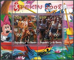 Mini Sheet, Olympic Games - Pekin 2008, Cinderellas,  , Athletics, Cartoons, Disney, Olympic Games, Sports