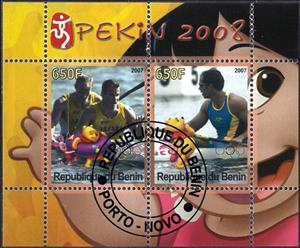 Mini Sheet, Olympic Games - Pekin 2008, Cinderellas,  , Cartoons, Disney, Kayaking, Olympic Games, Rowing, Sports