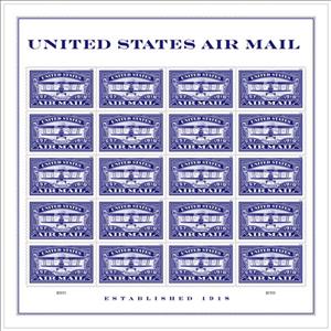 Mini Sheet, Centenary of the First US Airmail Stamp, United States of America,  , Aircraft, Postal History