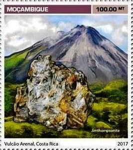 Stamp, Minerals and volcanos, Mozambique,  , Minerals, Volcanos