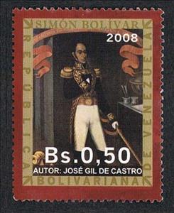 Stamp, Portrait by José Gil de Castro, Venezuela,  , Art, Freedom Fighters, Generals, Independency Activists, Military Officers, Paintings, Государственный деятель