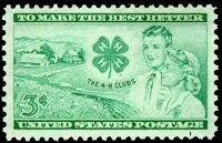 Stamp, Farm, Club Emblem, Boy and Girl, United States of America,  
