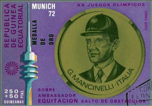 Stamp, P.G. Mancinelli, Equatorial Guinea,  , Equestrianism and horse riding, Medals and Marks of Honour, Olympic Games, Sports