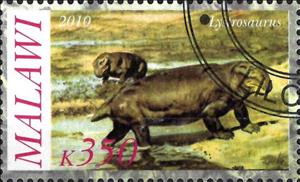 Stamp, Lystrosaurus, Cinderellas,  , Dinosaurs, Prehistorical Animals