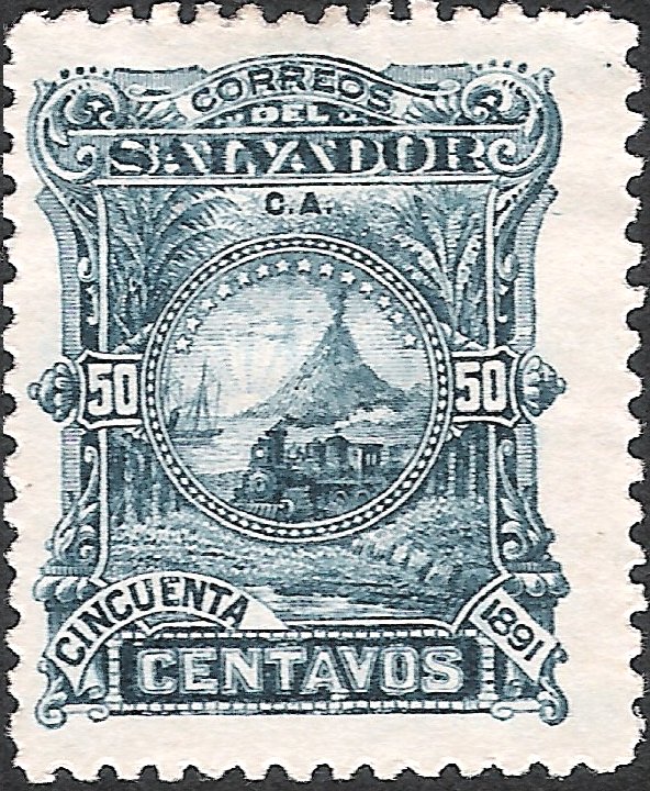 Locomotive in front of San Miguel volcano