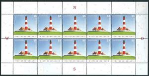 Mini Sheet, Westerheversand, Germany, Federal Republic,  , Buildings, Lighthouses, Towers
