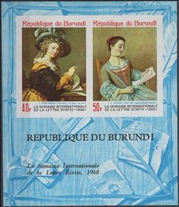 Souvenir Sheet, International week of the written letter, Burundi,  , Paintings