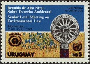 Stamp, Meadow, Emblem, Uruguay,  , Conferences, Environment Protection, Seals (Emblems), U.N.O.