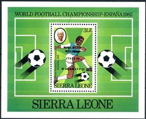 Souvenir Sheet, Overprinted, Sierra Leone,  , Football (Soccer), Sports