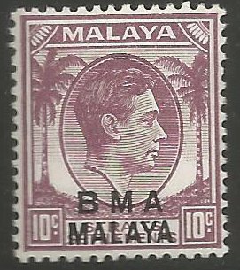 Overprinted "B.M.A. Malaya"