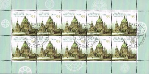 Mini Sheet, Berlin Cathedral (built from 1884-1905), Germany, Federal Republic,  , Anniversaries and Jubilees, Buildings, Churches - Cathedrals - Basilicas - Chapels, UNESCO World Heritage Sites