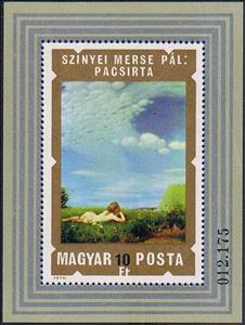 Souvenir Sheet, Lark by Pál Szinyei Merse, Hungary,  , Nudes, Painters, Paintings