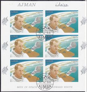 Mini Sheet, Edward White (1930-1967), American astronaut, pilot, Ajman,  , Astronauts, Space Traveling, Spacecrafts