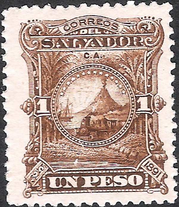 Locomotive in front of San Miguel volcano