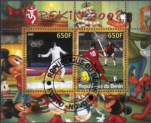 Mini Sheet, Olympic Games - Pekin 2008, Cinderellas,  , Cartoons, Disney, Football (Soccer), Olympic Games, Sports