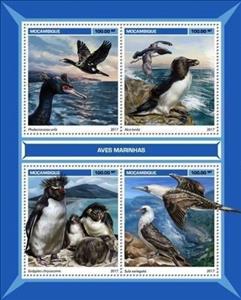 Souvenir Sheet, Sea birds, Mozambique,  , Animals (Fauna), Birds