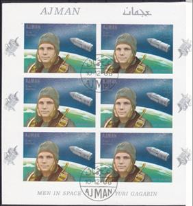 Mini Sheet, Yuri Gagarin (1934-1968), Soviet air force officer and cosmo, Ajman,  , Astronauts, Space Traveling, Spacecrafts