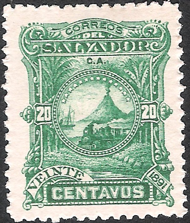 Locomotive in front of San Miguel volcano