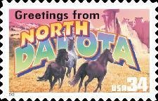 Stamp, Greetings from North Dakota, United States of America,  