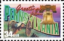 Stamp, Greetings from Pennsylvania, United States of America,  