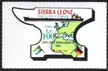 Stamp, Map, Sierra Leone,  , Flags, Maps, Ships