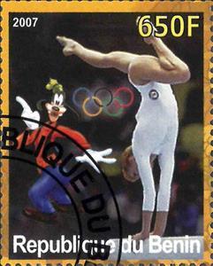 Stamp, Olympic Games - Pekin 2008, Cinderellas,  , Cartoons, Disney, Gymnastics, Olympic Games, Sports