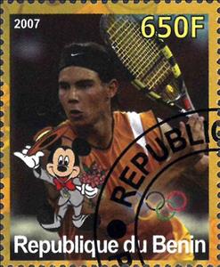 Stamp, Olympic Games - Pekin 2008, Cinderellas,  , Cartoons, Disney, Olympic Games, Sports, Tennis