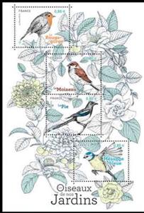 Souvenir Sheet, Birds of the Garden, France,  , Animals (Fauna), Birds