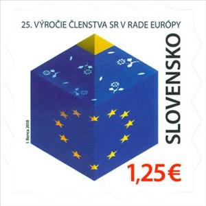 Stamp, 25th Anniversary of Slovakia in the Council of Europe, Slovakia,  , Anniversaries and Jubilees, Council of Europe, Flags