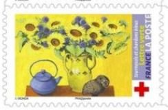 Stamp, Tournesols, France,  , Flowers, Plants (Flora), Red Cross and Red Crescent