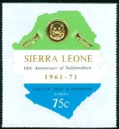 Stamp, Lion’s Head and Bugles, Sierra Leone,  , Maps