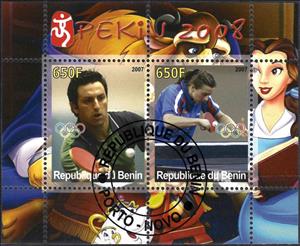 Mini Sheet, Olympic Games - Pekin 2008, Cinderellas,  , Cartoons, Disney, Olympic Games, Sports, Table Tennis