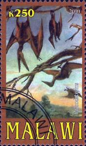 Stamp, Pterodactylus, Cinderellas,  , Dinosaurs, Prehistorical Animals