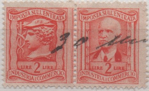 Revenue Stamp, Industry and Commerce without fasces, Italy,  , Famous People, Headgear, Heads of State, Industry, Kings, Men, Royalty